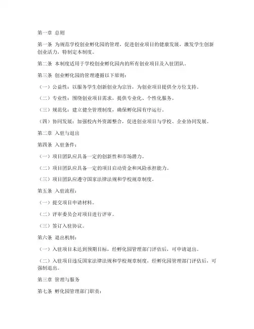 学校创业孵化园管理制度