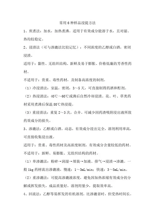 常用6种样品浸提方法