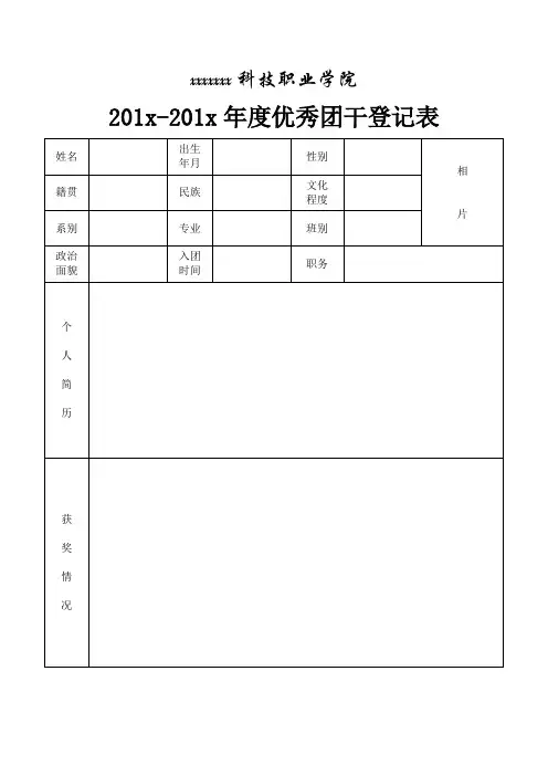 五四优秀团员、团干审批表