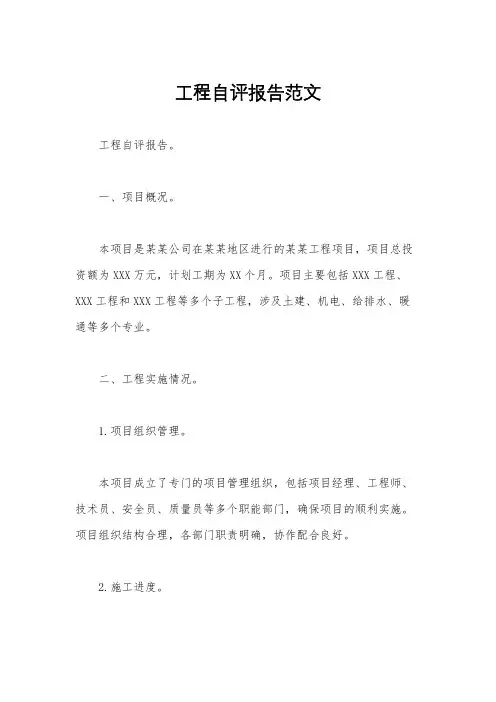 工程自评报告范文