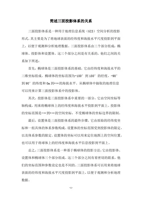 简述三面投影体系的关系