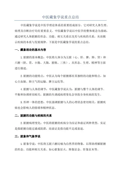 中医藏象学说重点总结