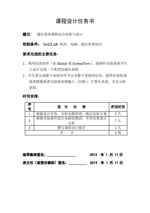 通信系统课群综合训练与设计