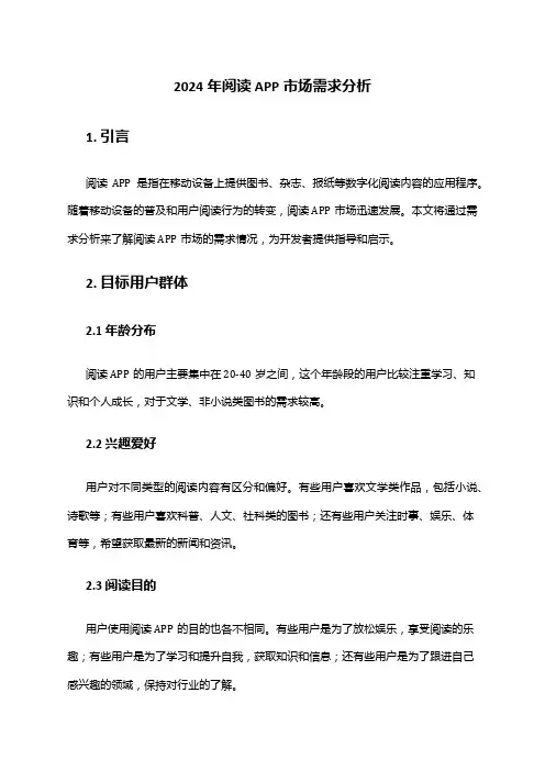 2024年阅读APP市场需求分析