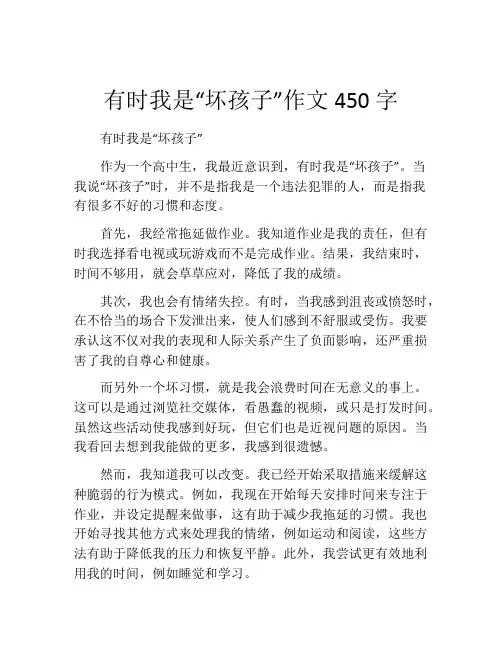 有时我是“坏孩子”作文450字