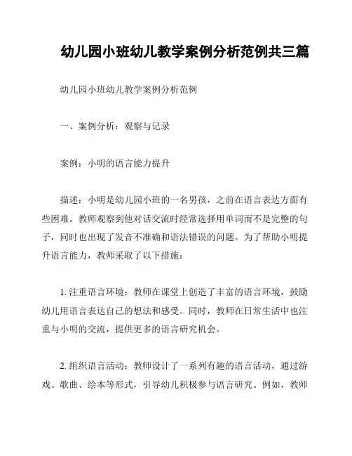 幼儿园小班幼儿教学案例分析范例共三篇
