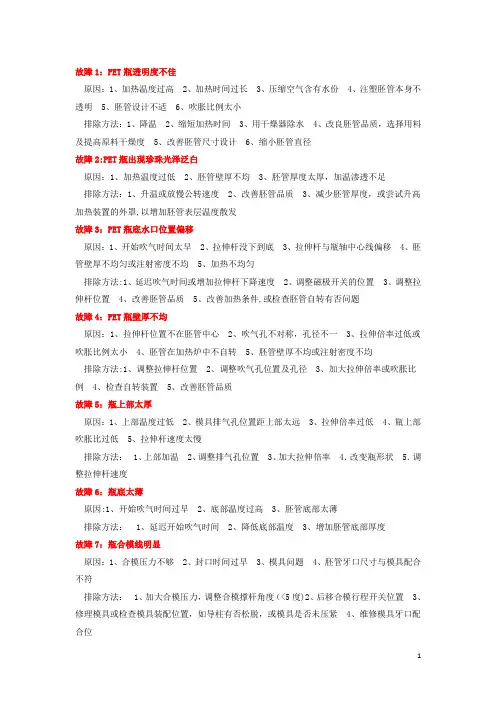 PET吹瓶常见问题