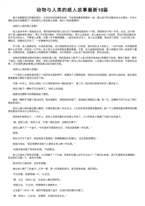动物与人类的感人故事最新10篇