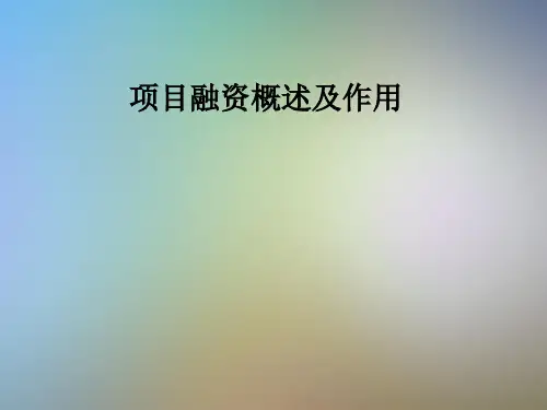 项目融资概述及作用