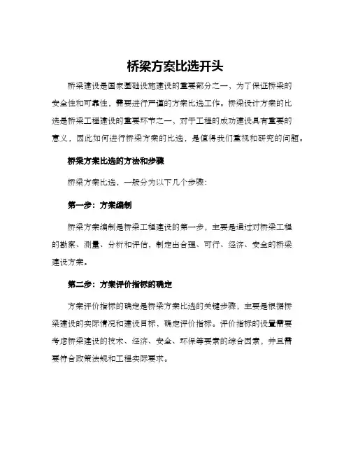 桥梁方案比选开头