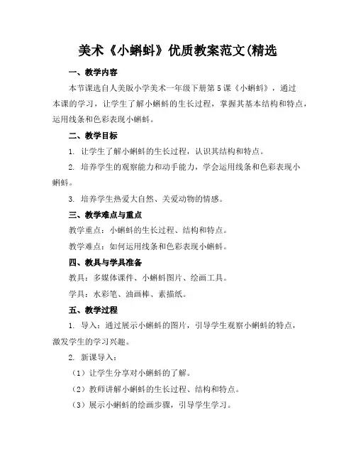美术《小蝌蚪》优质教案范文(精选