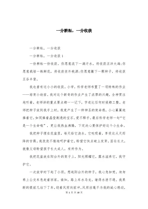 一分耕耘，一分收获