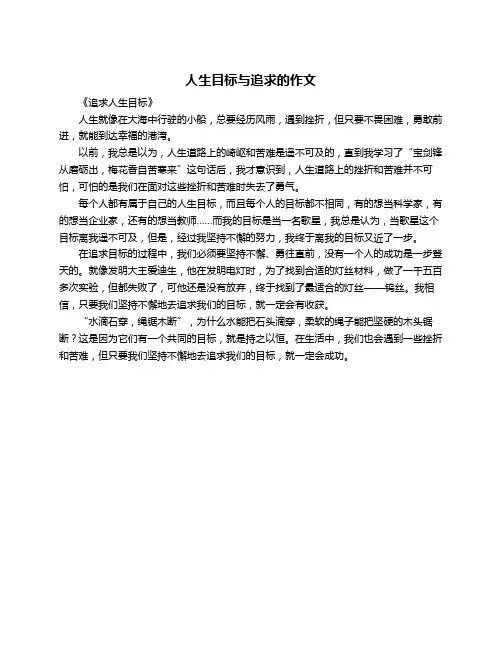 人生目标与追求的作文