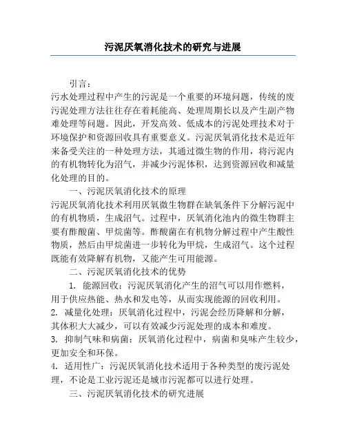 污泥厌氧消化技术的研究与进展