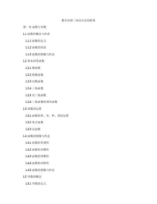 数学必修二知识点总结框架