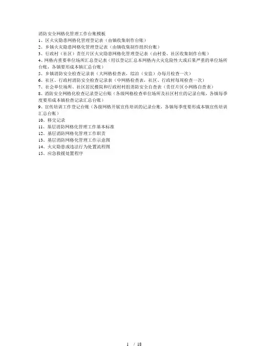 消防安全网格化管理工作台账模板