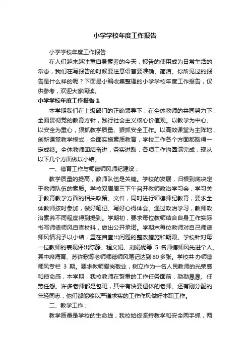 小学学校年度工作报告