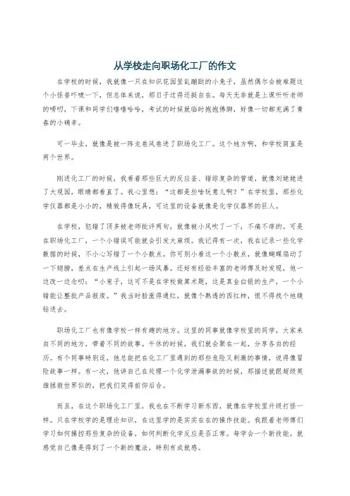 从学校走向职场化工厂的作文
