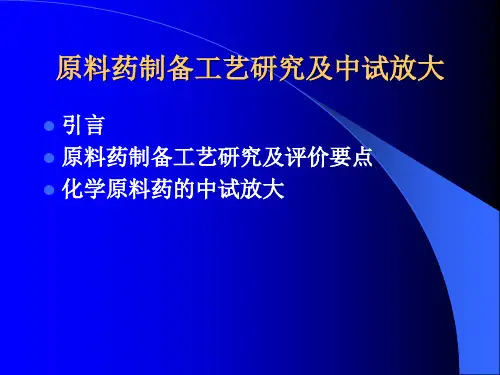 原料药制备工艺研究及中试放大综述