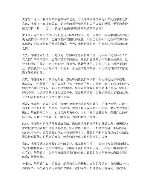 感恩护士长的演讲稿范文
