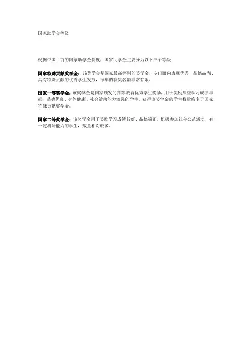 国家助学金等级