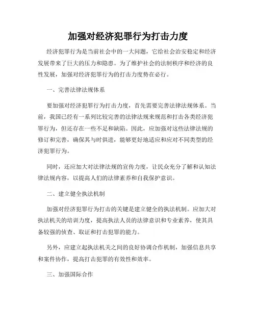 加强对经济犯罪行为打击力度