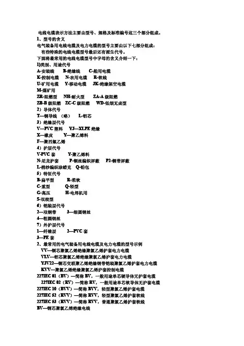 电线电缆的表示方法