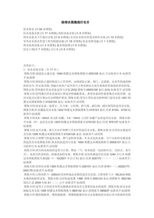 给排水图集现行目录