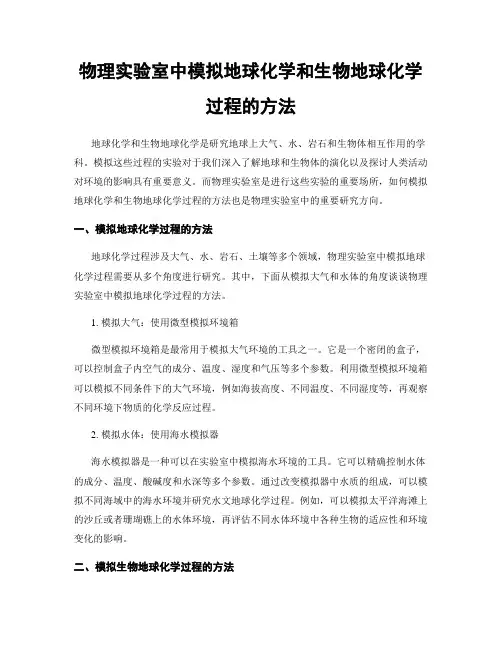 物理实验室中模拟地球化学和生物地球化学过程的方法