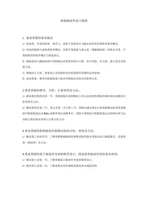 2015船舶耐波性复习提纲