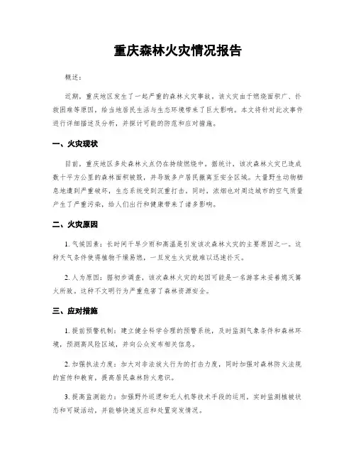 重庆森林火灾情况报告