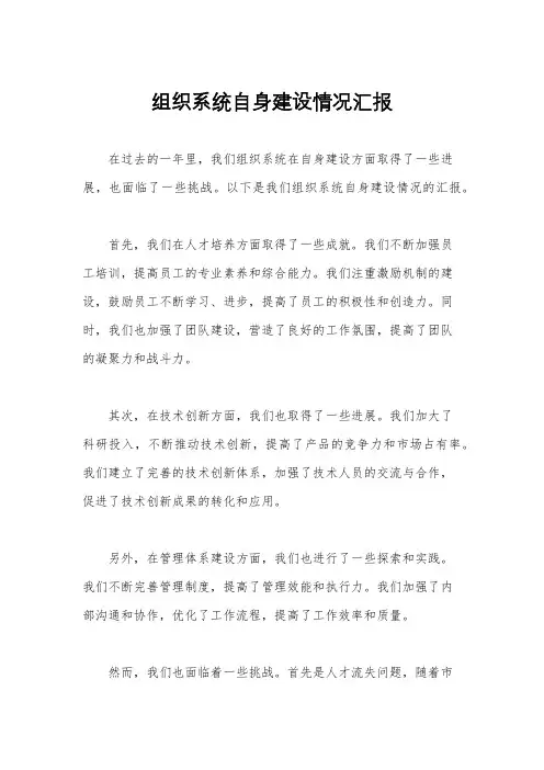 组织系统自身建设情况汇报