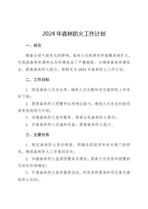 2024年森林防火工作计划