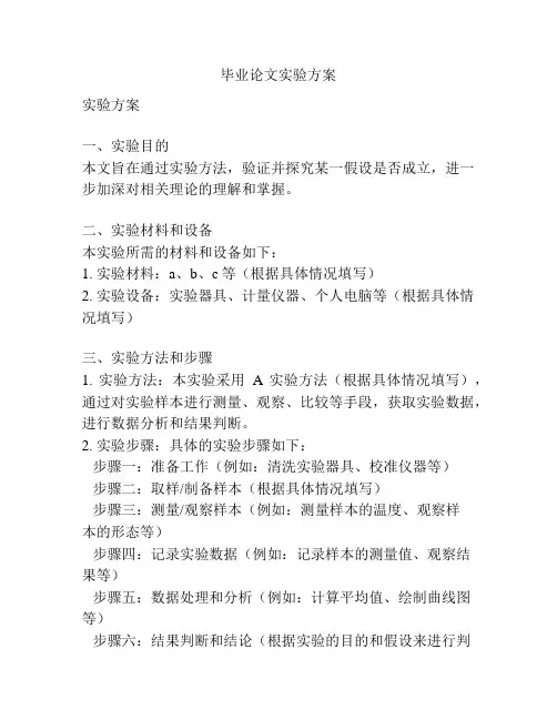 毕业论文实验方案