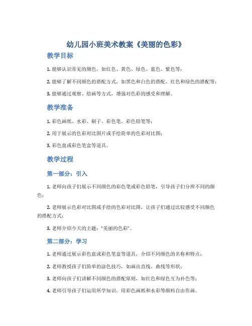 幼儿园小班美术教案《美丽的色彩》