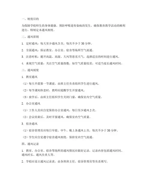 学校通风制度及记录