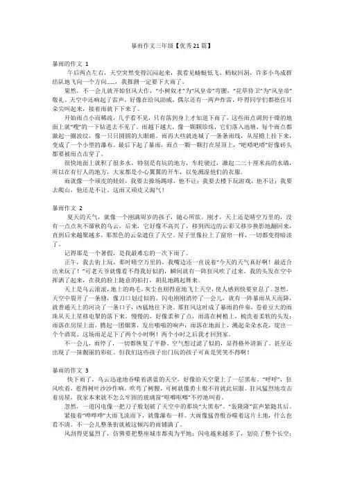 暴雨作文三年级【优秀21篇】