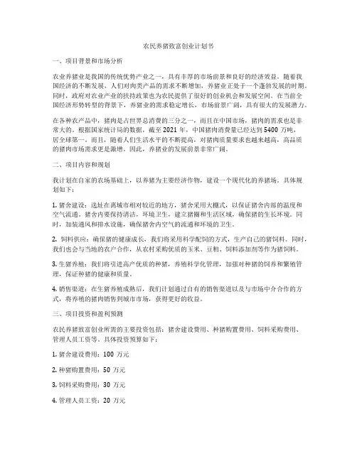 农民养猪致富创业计划书