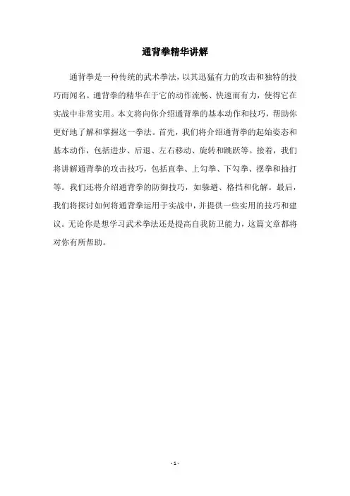 通背拳精华讲解