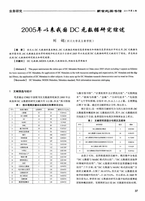 2005年以来我国DC元数据研究综述