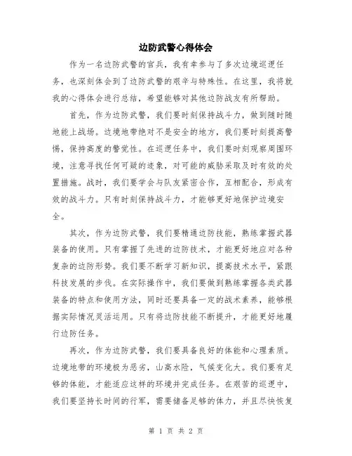 边防武警心得体会