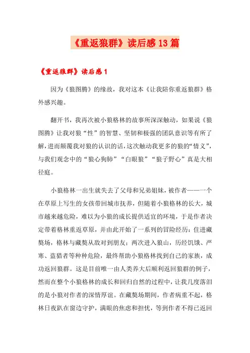 《重返狼群》读后感13篇