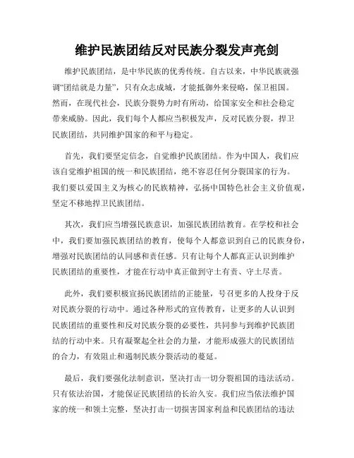 维护民族团结反对民族分裂发声亮剑