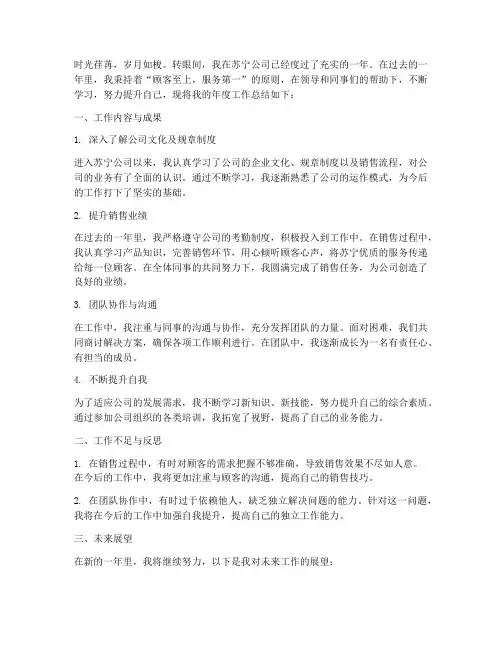 苏宁年度工作总结范文