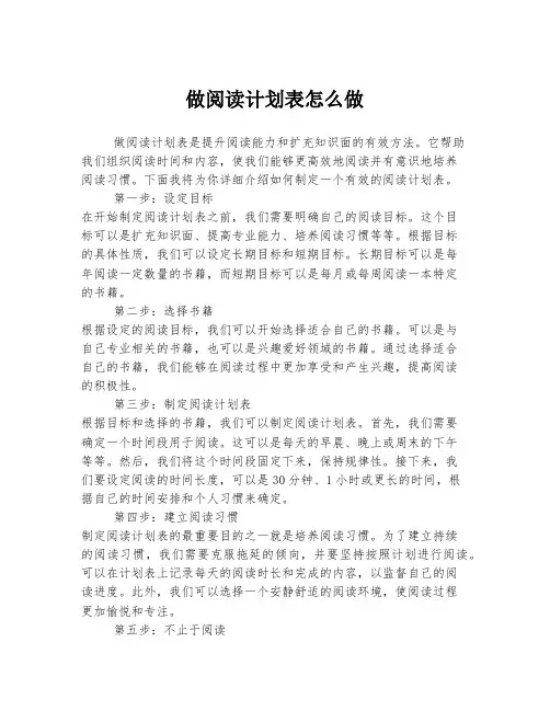 做阅读计划表怎么做