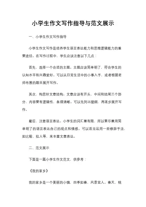 小学生作文写作指导与范文展示