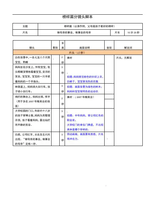企业宣传片分镜头脚本