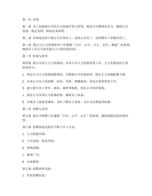 创业公司人力资源管理制度