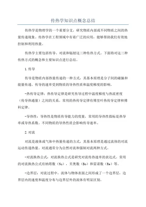 传热学知识点概念总结