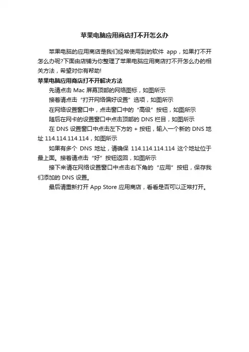 苹果电脑应用商店打不开怎么办